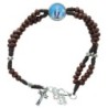 Bracelet sur corde, Ø 4 mm réglable avec fermoir, résine Vierge Miraculeuse et croix métal. Différentes couleurs.