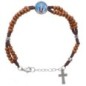 Bracelet sur corde, Ø 4 mm réglable avec fermoir, résine Vierge Miraculeuse et croix métal. Différentes couleurs.