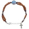 Bracelet sur corde, Ø 4 mm réglable avec fermoir, résine Vierge Miraculeuse et croix métal. Différentes couleurs.