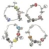 Bracelet en métal de couleur argentée avec breloques et perle de verre. LOT DE 4 ASSORTIS