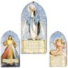 Cadre plaque de porte en bois à suspendre, H. 20 cm, image collée avec prière, plusieurs saints.