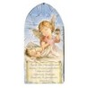 Cadre plaque de porte en bois à suspendre, H. 20 cm, image collée avec prière, plusieurs saints.