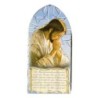 Cadre plaque de porte en bois à suspendre, H. 20 cm, image collée avec prière, plusieurs saints.