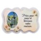 Magnet en bois H. 5 x 7 cm, avec prière pour la maison et résine de