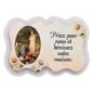 Magnet en bois H. 5 x 7 cm, avec prière pour la maison et résine de