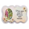 Magnet en bois H. 5 x 7 cm, avec prière pour la maison et résine de.