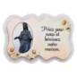 Magnet en bois H. 5 x 7 cm, avec prière pour la maison et résine de