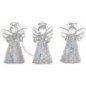 Ange en verre transparent, robe pailletée décorée d’étoiles irisées. H. 4,5 cm. Série de 3 modèles assortis.