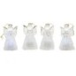 Ange en verre lumineux LED, robe torsadée avec reflets multicolores. H. 7 cm. Série de 4 anges assortis. Livrés en boîte.