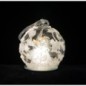Ange en verre avec robe lumineuse tournante dans boule en verre décorée Ø 8 cm, livré en boîte.