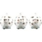 Ange en verre avec robe lumineuse LED tournante, dans boule en verre décorée Ø 8 cm. Série de 3 boules assorties.