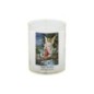 Veilleuse blanche avec autocollant de saint 20/24, H. 6,5 cm, Ø 5 cm ( VO 5).