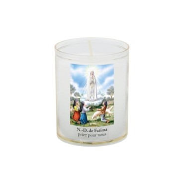 Veilleuse blanche avec autocollant de saint 20/24, H. 6,5 cm, Ø 5 cm ( VO 5).