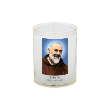 Veilleuse blanche avec autocollant de saint 20/24, H. 6,5 cm, Ø 5 cm ( VO 5).
