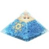 Pyramide Orgonite avec symbole metatron, L. 10 cm. Plusieurs pierres.