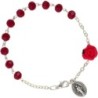 Bracelet dizainier sur chaine grains a facettes et forme rose Ø 5 mm, avec medaille de la V. Miraculeusec. Differentes couleurs.