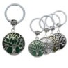 Porte-clés Arbre de vie Ø 2.6 cm avec pierre naturelle assortie, LOT DE 5