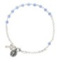 Bracelet sur chaine argentée grains rond en verre Ø 4 mm avec médaille de la Vierge Miraculeuse. Différentes couleurs