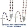Chapelet grains facettés 7 mm, chaîne argentée, croix avec Christ, 34 cm au cœur. Plusieurs couleurs.