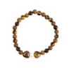 Bracelet sur elastique en pierre naturelle et grains bois Ø 6 mm avec double coeur.