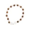 Bracelet sur elastique en pierre naturelle et grains bois Ø 6 mm avec double coeur.