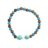 Bracelet sur elastique en pierre naturelle et grains bois Ø 6 mm avec double coeur.