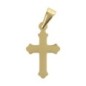 Croix de cou arrondie couleur dorée en acier inoxydable H. 2,4 cm..