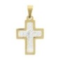 Croix de cou couleur dorée avec pierres OZ sertie en acier inoxydable H. 2,4 cm..