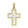Croix de cou couleur dorée avec pierres OZ sertie en acier inoxydable H. 2,4 cm..