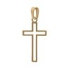 Croix de cou ajourée de couleur dorée en acier inoxydable H. 2 cm..