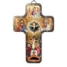 Croix icone en bois avec surimpression en relief dorée/argentée 12x18 cm, plusieurs saints