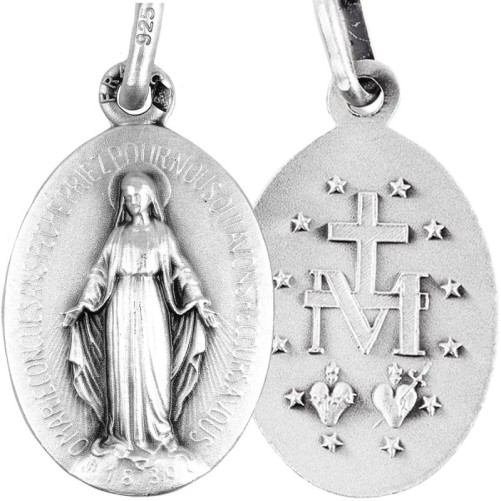 Médaille en argent 925 °/°° de la Vierge Miraculeuse, plusieurs tailles. Livrée en boite..