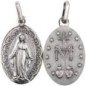 Médaille métal vieil argent H. 1.9 cm de la Vierge Miraculeuse inscription en Français..