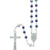 Chapelet grains nacrés 7 mm sur chaîne, paters en forme de croix, croix avec Christ. Plusieurs couleurs..