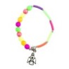 Bracelet dizainier sur élastique pour enfant avec grains multicolores Ø 6 mm et médaille ange.