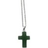 Collier avec croix en pierre naturelle H 2.4 cm sur chaine maille forcat en acier inoxydable L. 45 cm ajustable