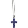 Collier avec croix en pierre naturelle H 2.4 cm sur chaine maille forcat en acier inoxydable L. 45 cm ajustable