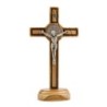 Croix de saint Benoit sur socle en bois d'olivier, hauteur 14,5 cm..
