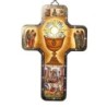 Croix icone en bois avec surimpression en relief dorée/argentée 12x18 cm, plusieurs saints