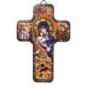 Croix icone en bois avec surimpression en relief dorée/argentée 12x18 cm, plusieurs saints