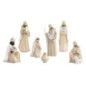 Crèche de 7 personnages, couleur beige et blanche avec étoile H. 16.8 cm.