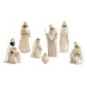 Crèche de 7 personnages, couleur beige et blanche avec étoile H. 16.8 cm.