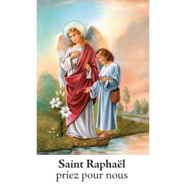 Autocollant Transparent classique de saint avec prière H. 10.5 x 6.5 cm pour bougie de neuvaine..