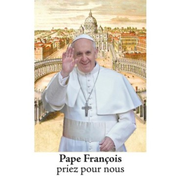 Autocollant Transparent classique de saint avec prière H. 10.5 x 6.5 cm pour bougie de neuvaine..