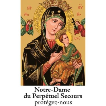Autocollant BLANC classique avec prière H. 10.5 x 6.5 cm pour bougie de neuvaine.