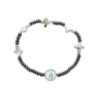 Bracelet sur élastique grains hématite Ø 3 mm et croix avec croix médaille résine VM