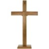 Crucifix à poser ou a accrocher en bois avec Christ en doré antique, avec socle amovible. Plusieurs tailles.
