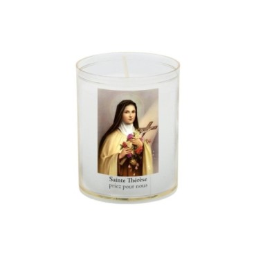 Veilleuse blanche avec autocollant de saint 20/24, H. 6,5 cm, Ø 5 cm ( VO 5).