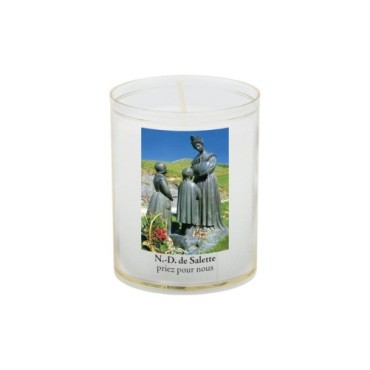 Veilleuse blanche avec autocollant de saint 20/24, H. 6,5 cm, Ø 5 cm ( VO 5).