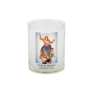 Veilleuse blanche avec autocollant de saint 20/24, H. 6,5 cm, Ø 5 cm ( VO 5).